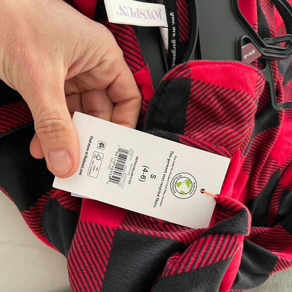 JoySpun 2-Piece Notch Collar Red Plaid Soft Comfy Women's PJ Pajama Set - Picture 3 of 4